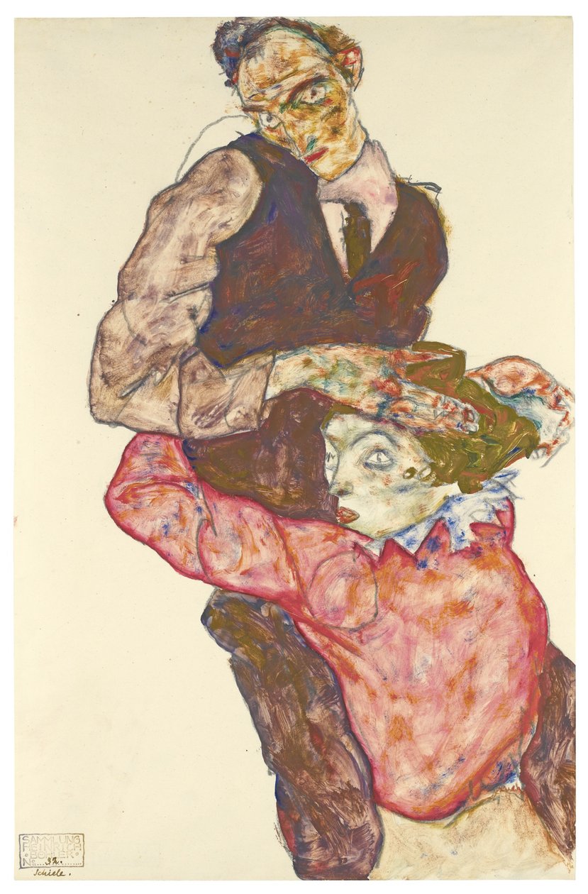 Autoportrét dvou milenců s Wallym, 1914-1915 od Egon Schiele