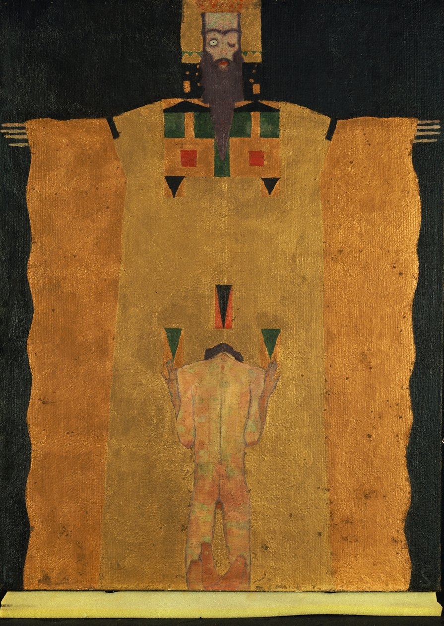 Mladý muž klečící před Bohem Otcem, 1908 od Egon Schiele