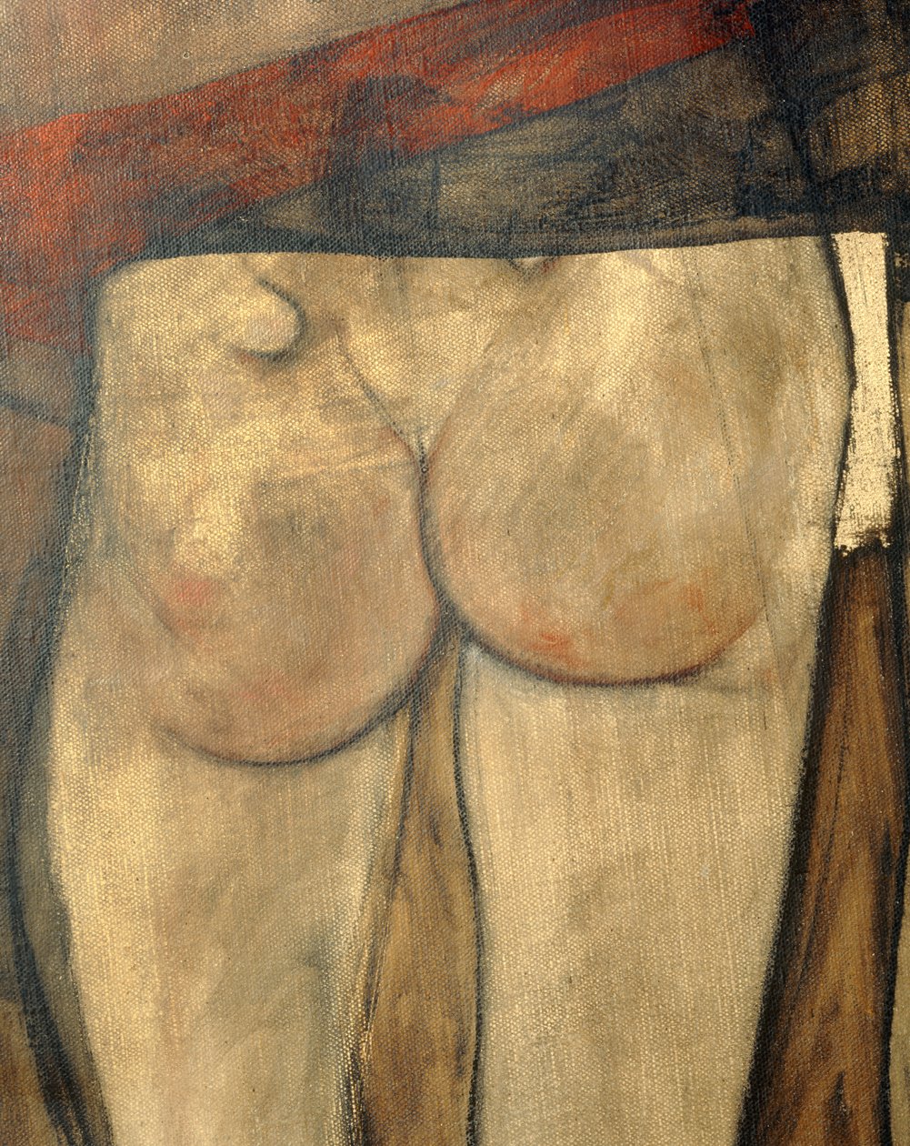 Ženský akt se šátkem na rameni, fragment... (olej na plátně) od Egon Schiele