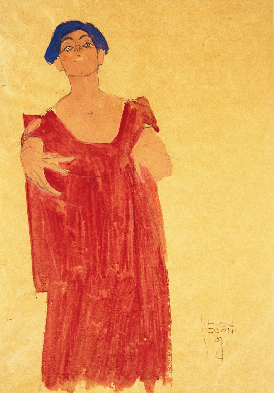 žena s modrými vlasy; Žena s modrými vlasy, 1918 od Egon Schiele