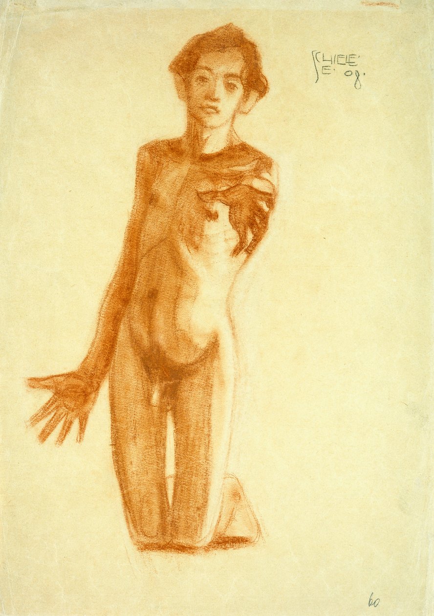 Mladý muž klečící, 1908 od Egon Schiele