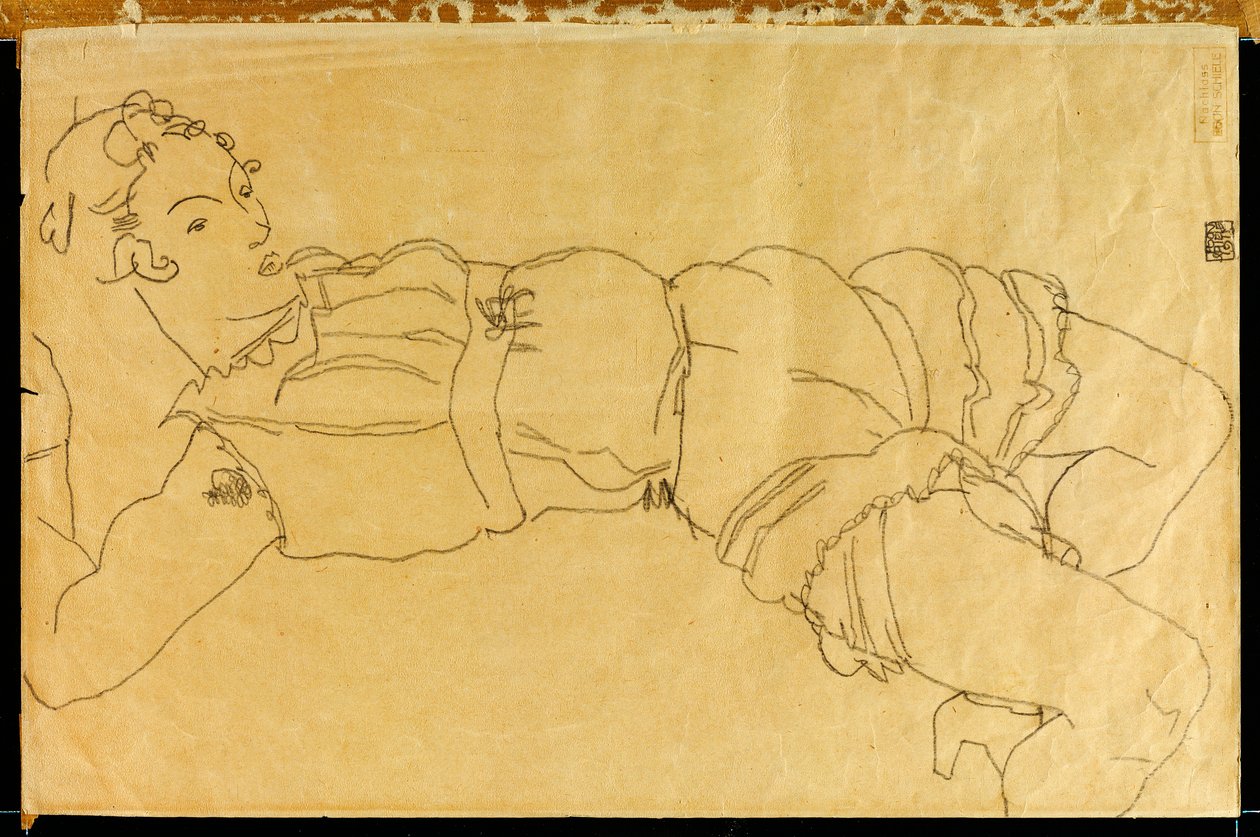 Mladá žena ležící na zádech, 1915 od Egon Schiele