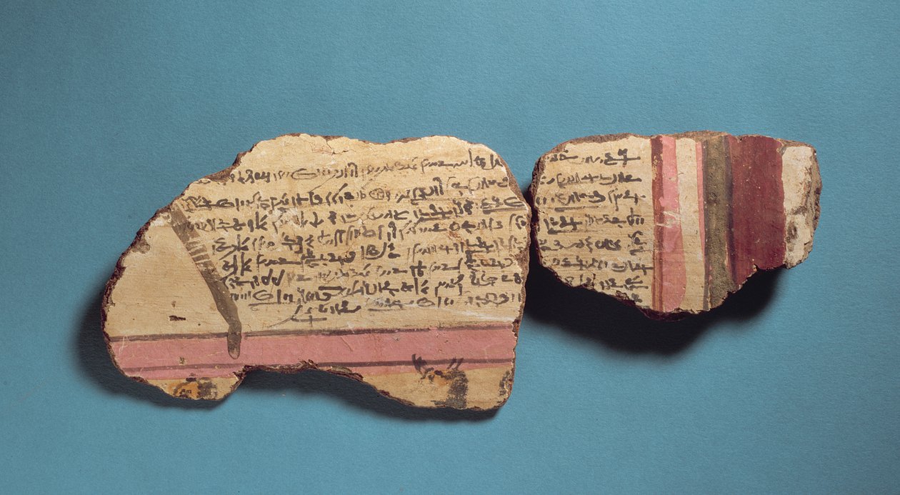 Fragmenty kartonáže s démotickými nápisy (keramika) od Egyptian
