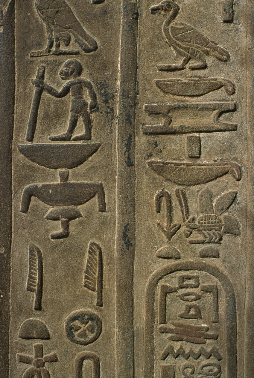 Detail reliéfu, hieroglyfy vápence od Egyptian