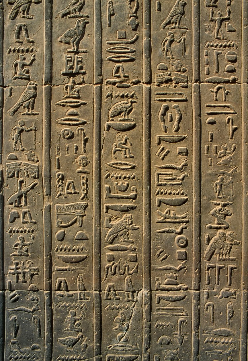 Detail reliéfního kamene s hieroglyfy od Egyptian