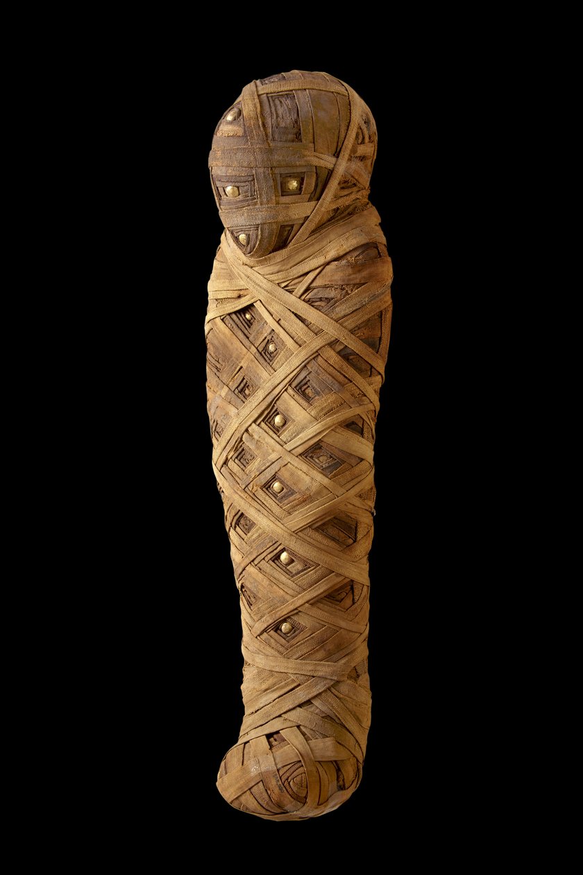 Mumifikované dítě (lněné, zlaté) od Egyptian