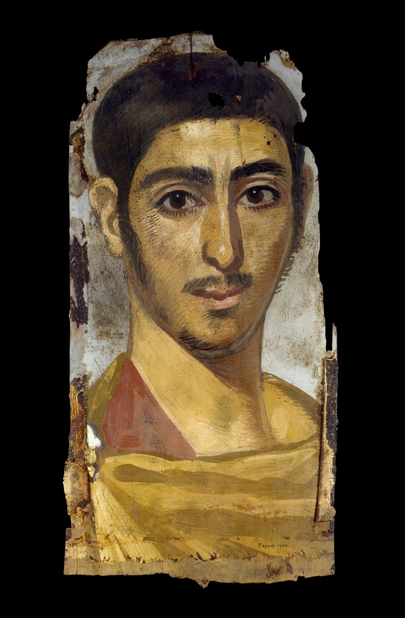 Mumiový portrét mladého muže, pravděpodobně 2.-3. století (enkaustika na dřevě) od Egyptian