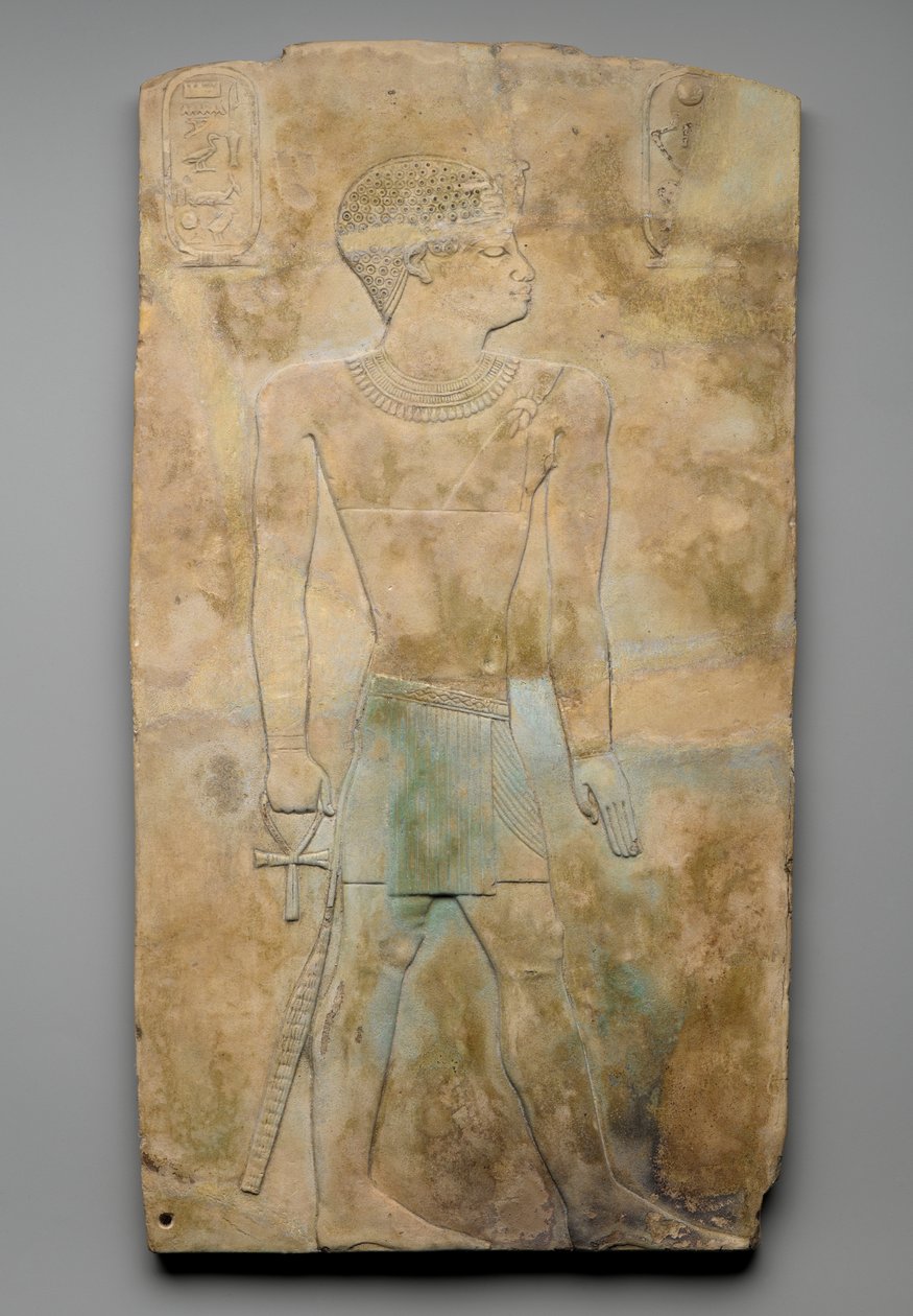 Plaketa s vyvýšeným reliéfem krále Iuputa, kolem 754-20 nebo 715 př. n. l. (fajáns) od Egyptian