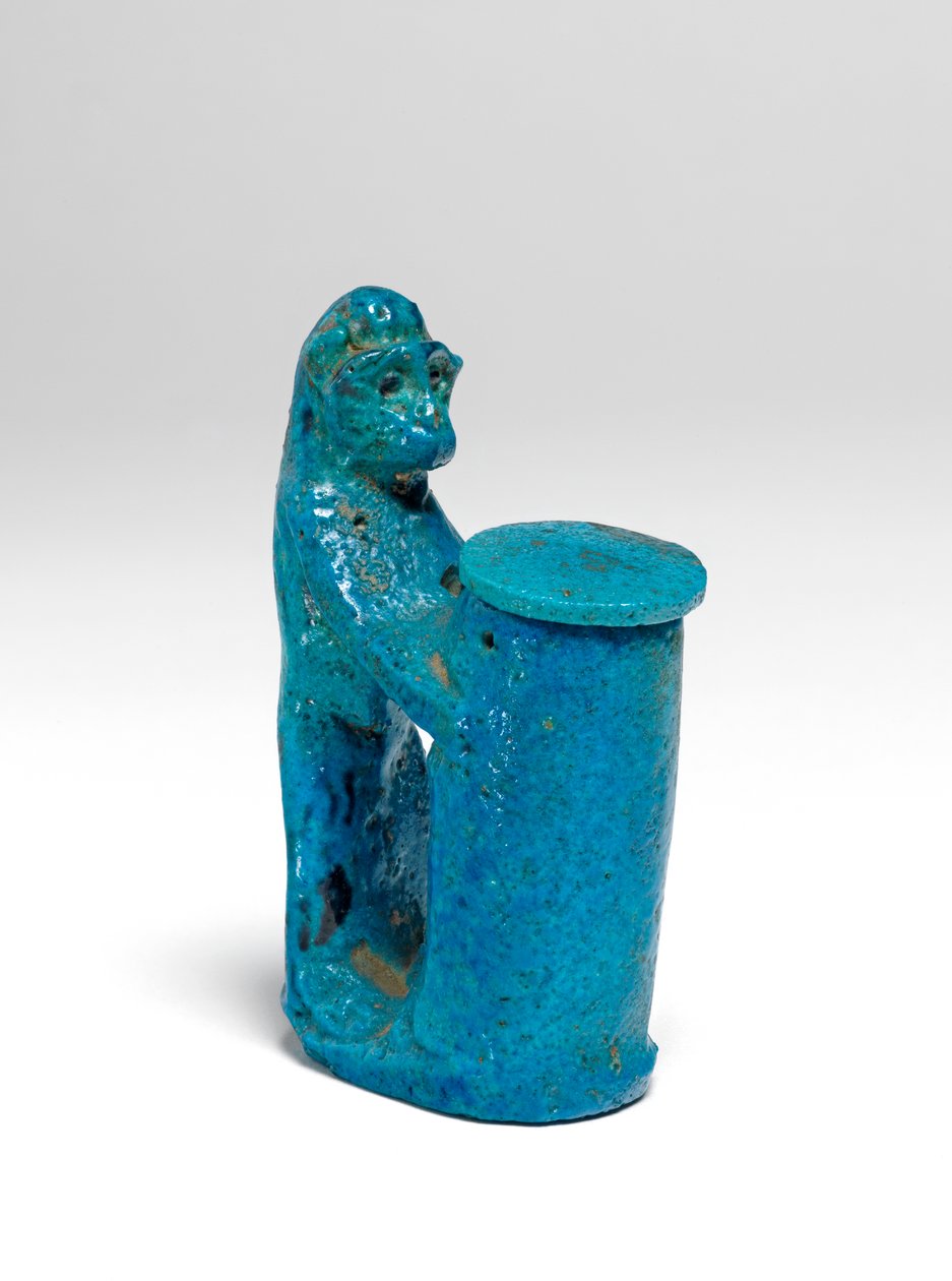 Kohlův hrnec v podobě opičí fajánse viz také 423001 od Egyptian 18th Dynasty