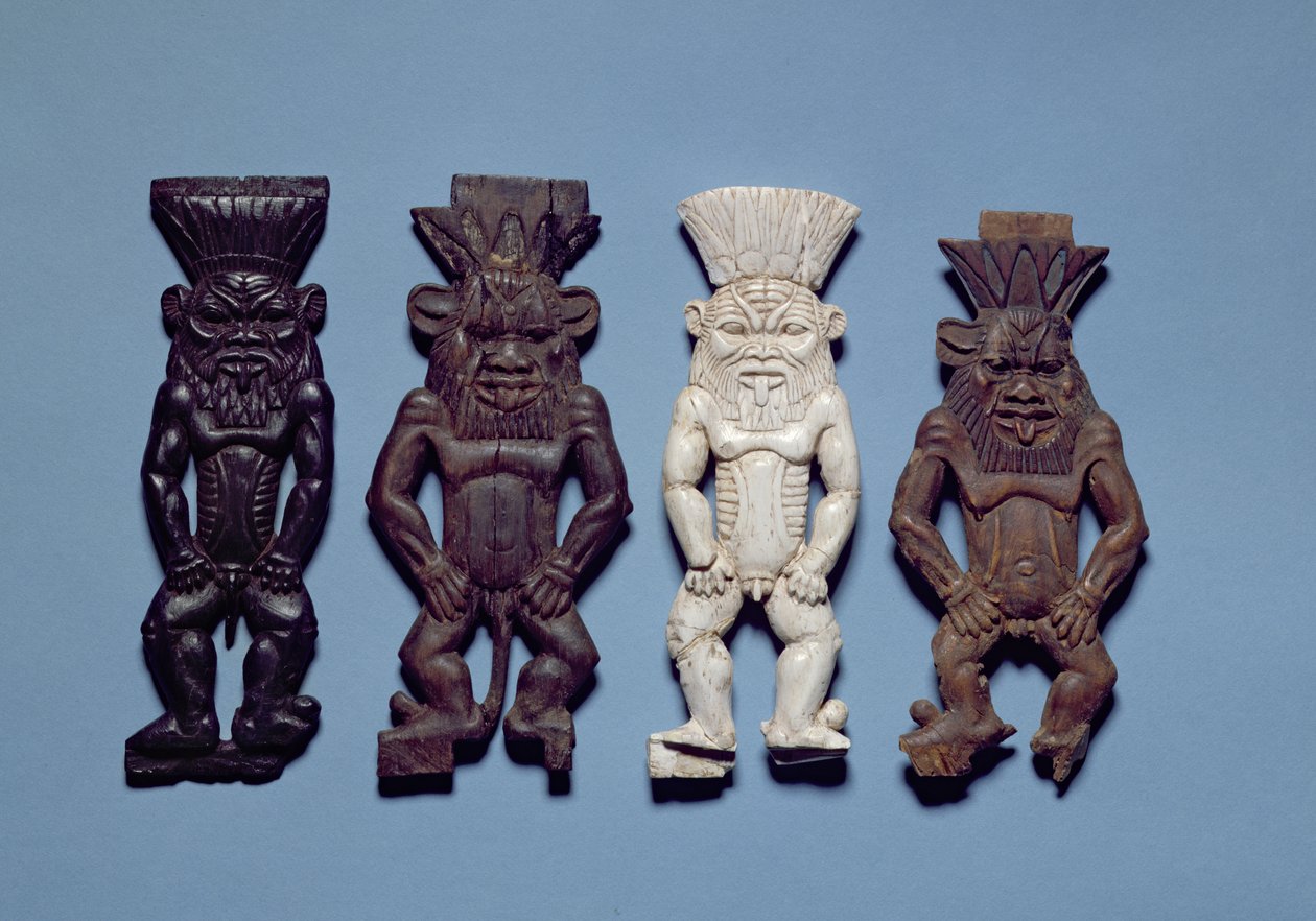 Čtyři postavy groteskního božstva Bes, Nová říše (dřevo a slonovina) od Egyptian 18th Dynasty