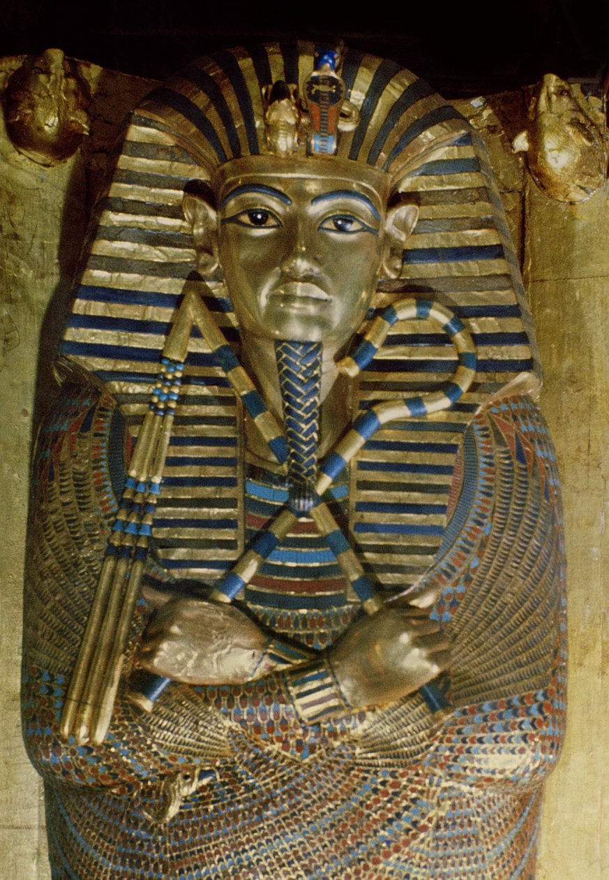 Nejvnitřnější Tutanchamonova rakev, z Tutanchamonovy hrobky (asi 1370-1352 př.nl) Plechové zlato Nové říše, lapis lazuli a další polodrahokamy) (detail) od Egyptian 18th Dynasty