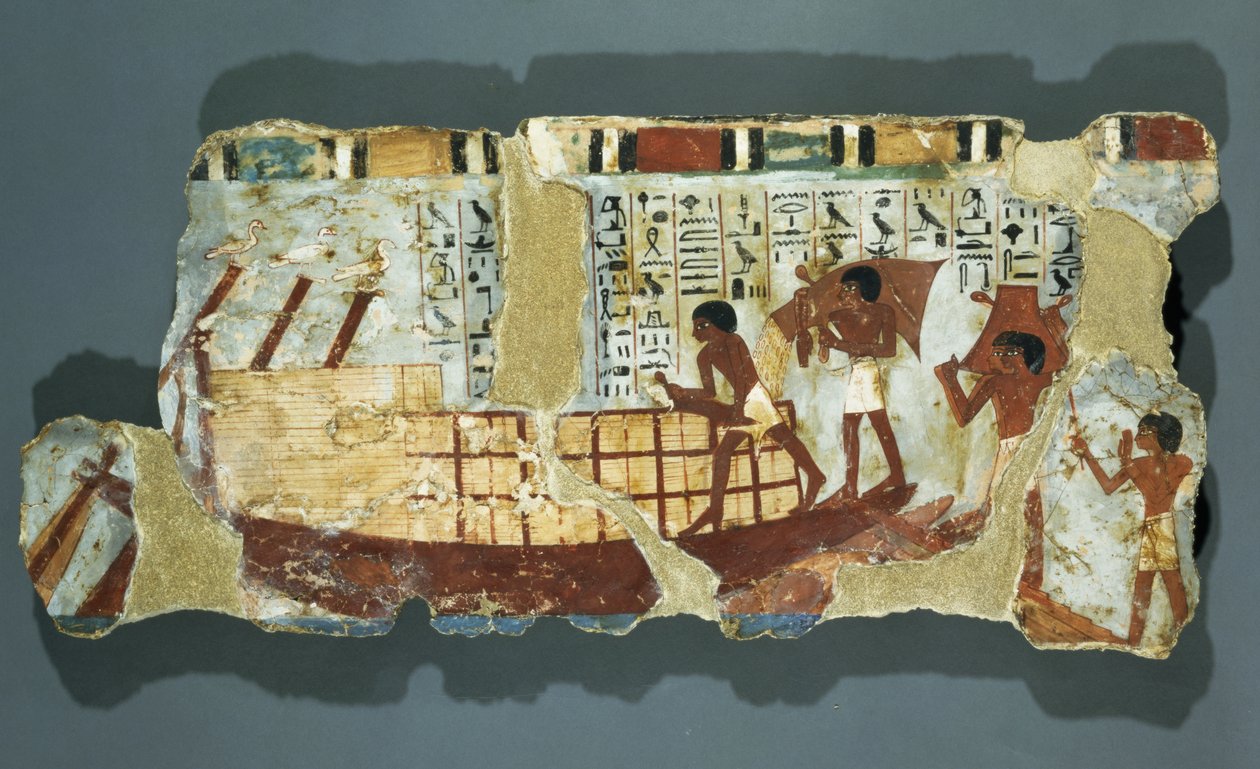 Nakládání obilí, z hrobky Unsou, Východní Théby, Nová říše (nástěnná malba) od Egyptian 18th Dynasty