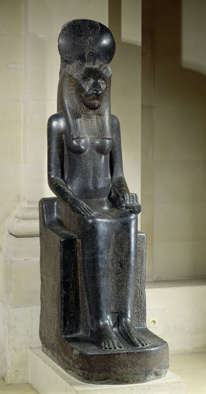 Socha bohyně Sekhmet se lví hlavou z chrámu Mut, Karnak, Nová říše, cca 1391-1353 př.nl (diorit) (viz také 218945) od Egyptian 18th Dynasty