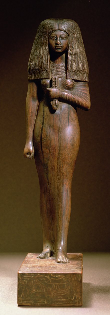 Soška Tuya, hlava harému Min, Nová říše (dřevo) od Egyptian 18th Dynasty