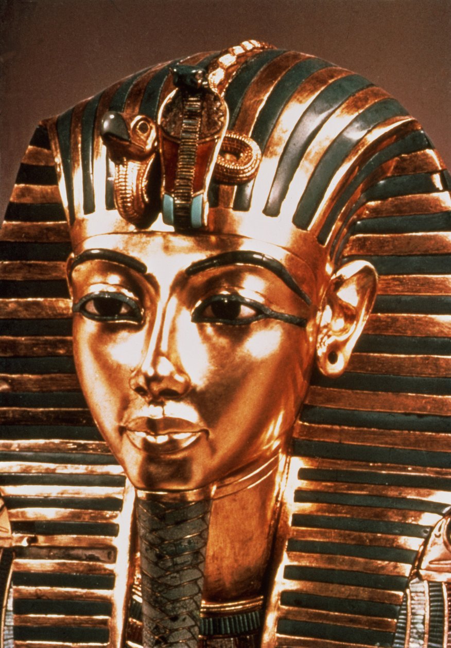 Zlatá maska z Pokladu Tutanchamona (asi 1370-52 př.nl) asi 1340 př.nl (zlato) (viz také 149421 & 162303) od Egyptian 18th Dynasty