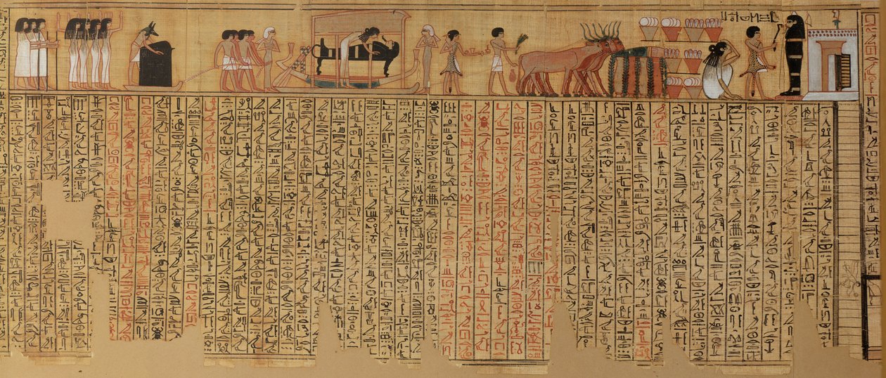 Duch zesnulého sestupující do jeho hrobky, z Knihy mrtvých písaře Neqbed, Nová říše (papyrus) od Egyptian 18th Dynasty
