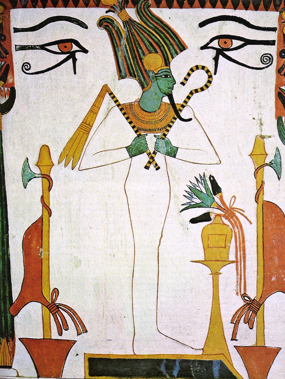 Osiris z hrobky Sennedjem, kolem roku 1290 před naším letopočtem nástěnná malba od Egyptian 19th Dynasty