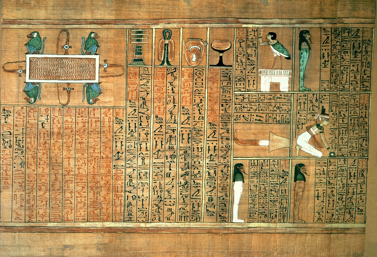 Detail zobrazující zesnulého a jeho Ba, z Knihy mrtvých písaře Any, kolem roku 1250 (malovaný papyrus) od Egyptian 19th Dynasty