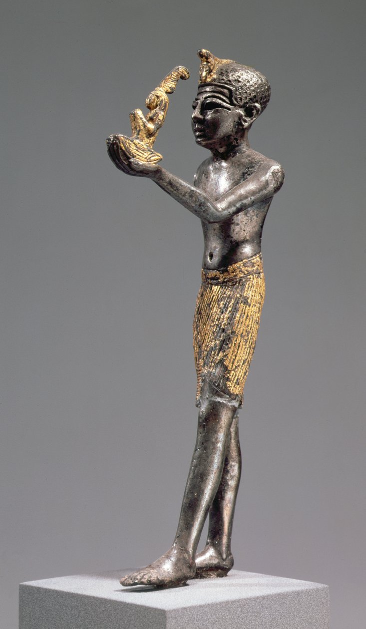 Faraon obětoval bohyni Maat, Nová říše, 1303-1224 př. n. l. (stříbro s částečným zlacením) od Egyptian 19th Dynasty