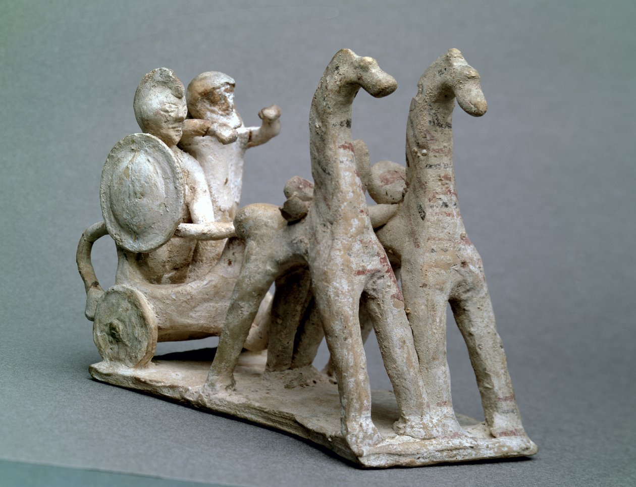 Vůz a koně, z hrobky princezny Nefertiabet, Stará říše (hlína) od Egyptian 4th Dynasty