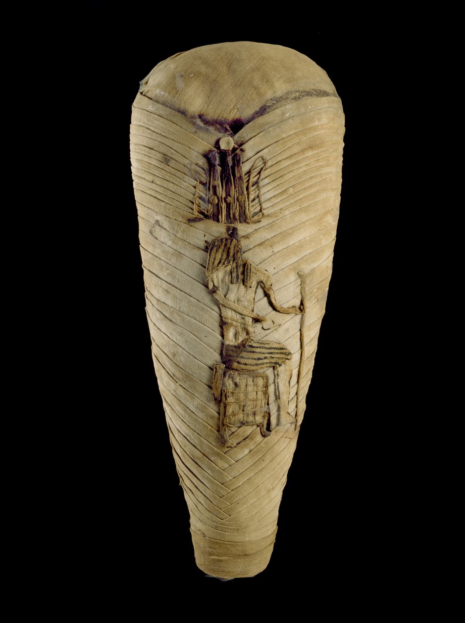 Mumifikovaný ibis zabalený do lněného obvazu zvířecí ostatky, len od Egyptian Ptolemaic Period