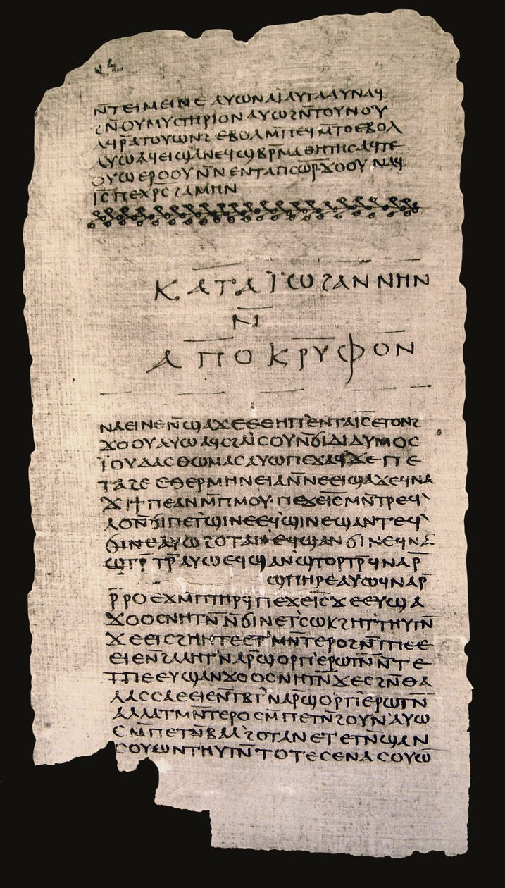 Začátek Tomášova evangelia, Nag Hammadi Codex II, cca 350 nl (inkoust na papyru) od Egyptian