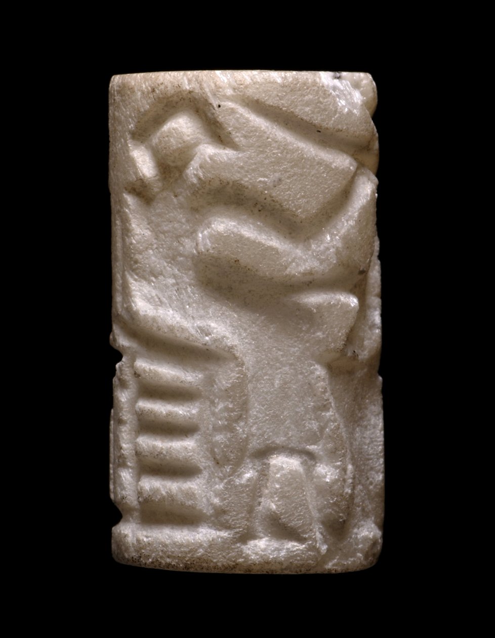 Cylindrická pečeť (raně dynastické výjevy "lidské činnosti"), raná dynastie II (kalcit) od Egyptian
