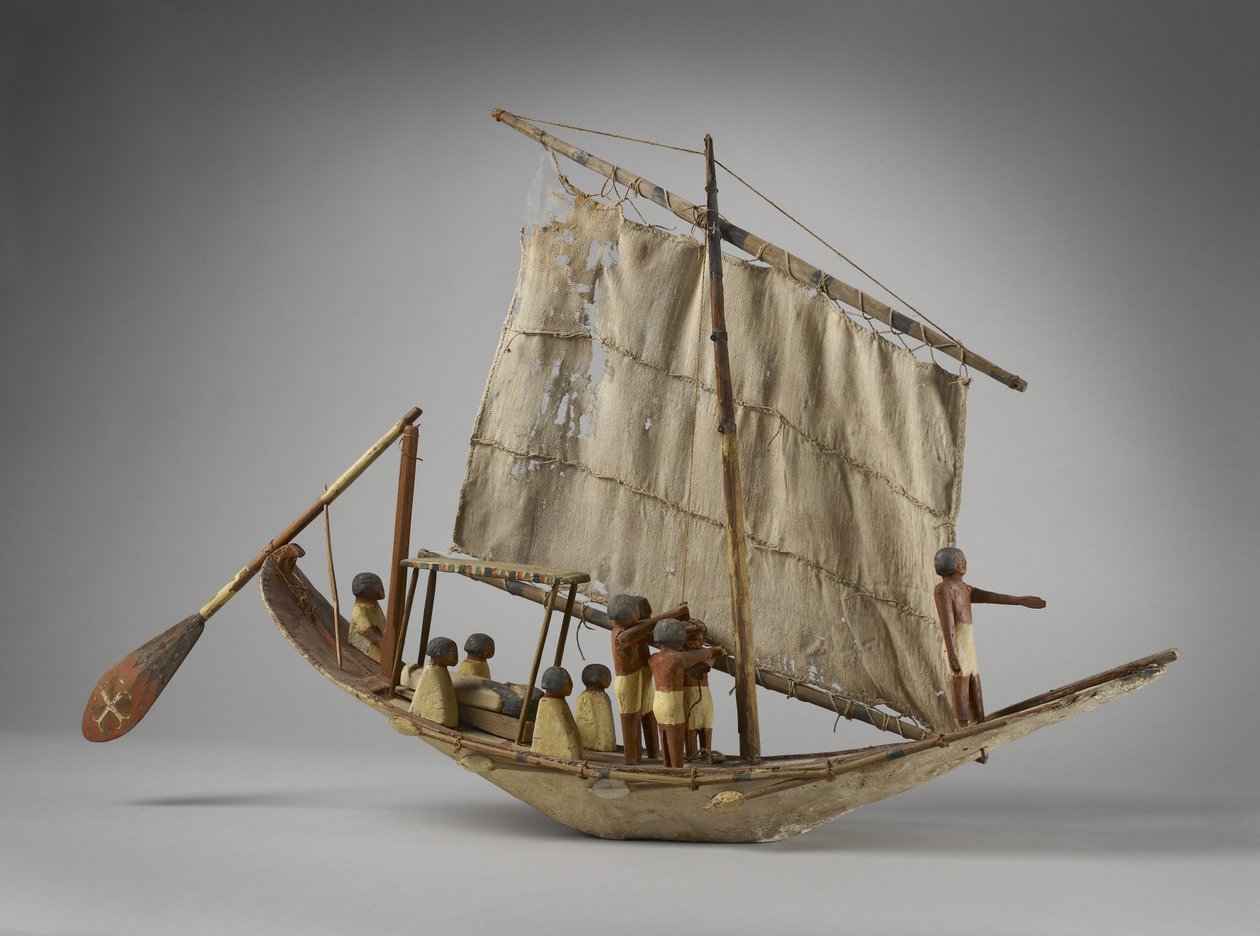 Model pohřebního člunu, od Beni Hasan, pravděpodobně Middle Kingdom, c.2060-1786 (smíšená média) (viz také 419821) od Egyptian