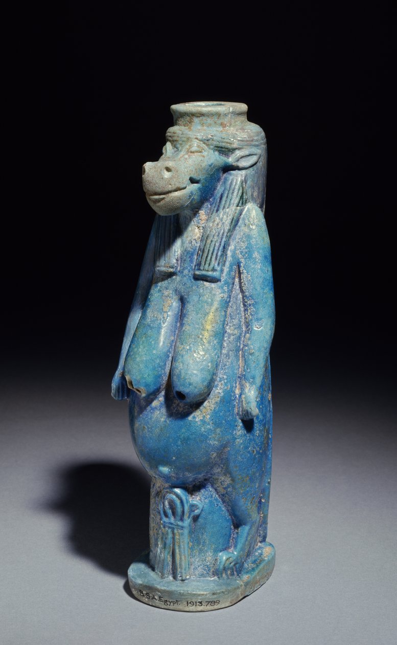 Taueret, hroší bohyně, pravděpodobně pozdní období, asi 664-332 př.nl (fajánsová glazovaná kamenina) od Egyptian