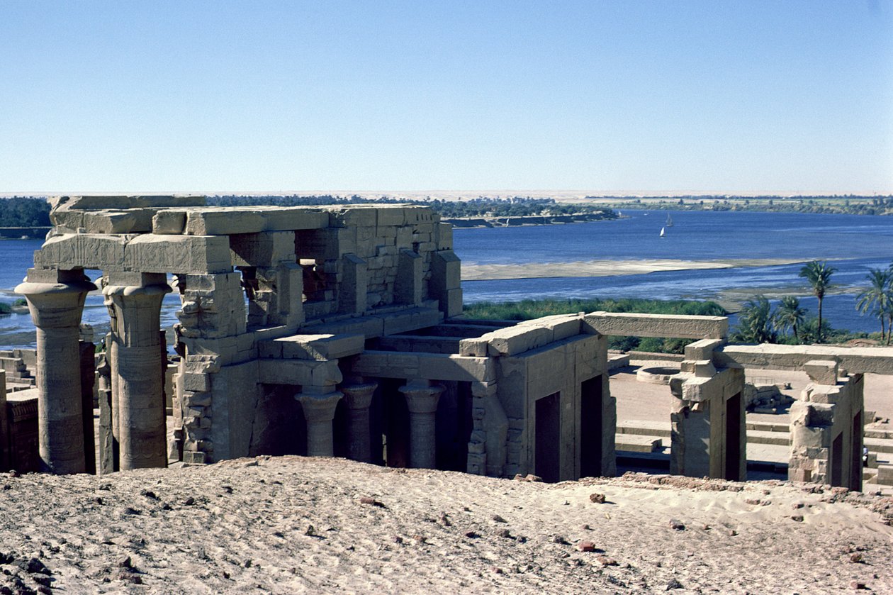 Pohled na římský a ptolemaiovský dvojitý chrám Sobeka a Haroeris na Nilu od Egyptian