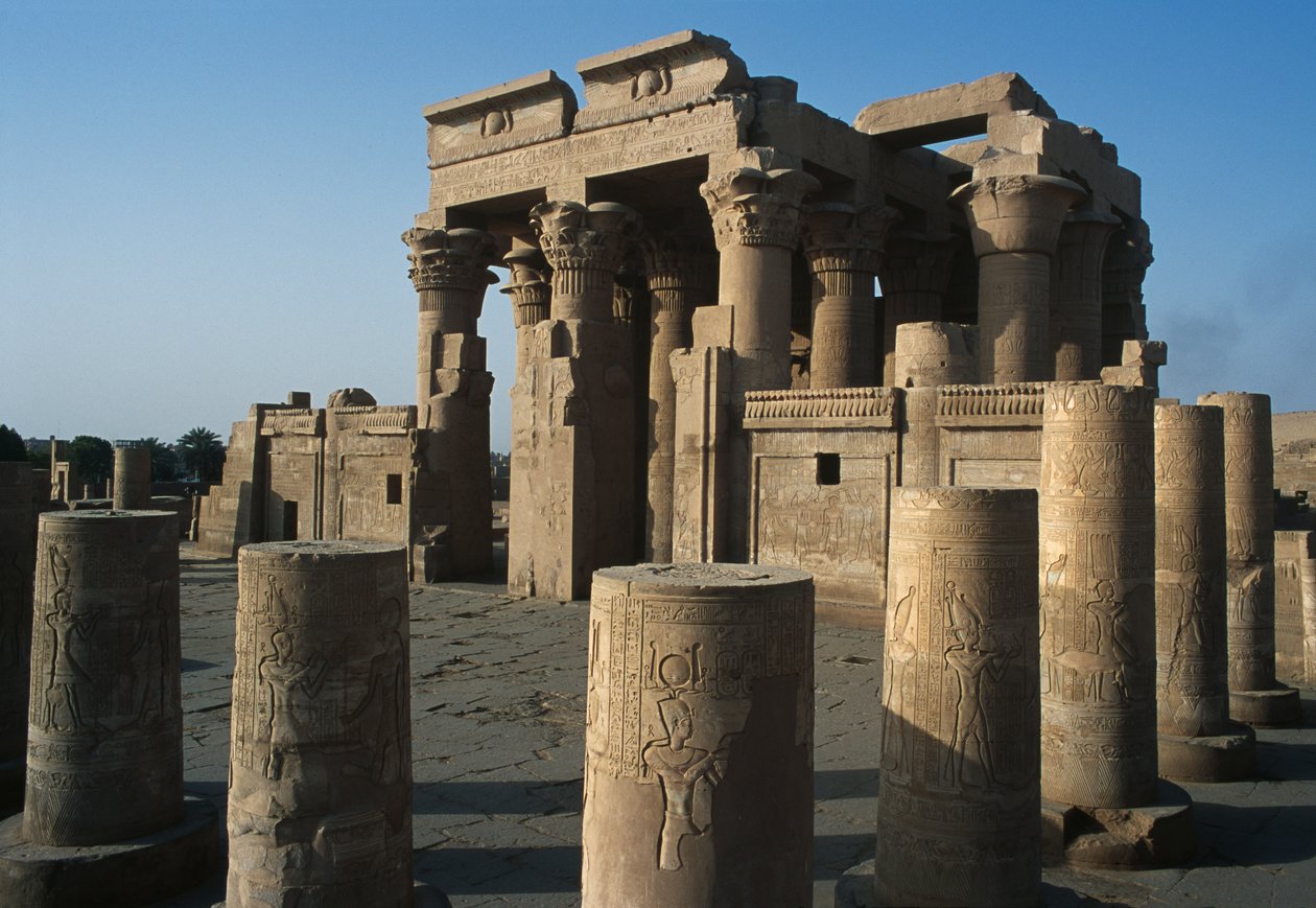 Pohled na římský a ptolemaiovský dvojitý chrám Sobek a Haroeris na řece Nilu od Egyptian