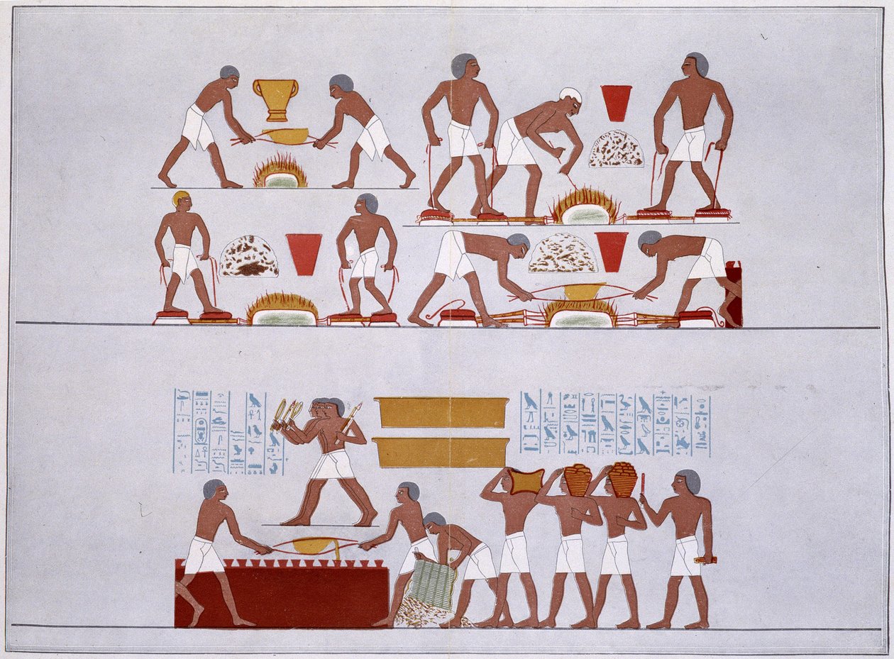 Workshop of the Rothennou Gold Founders - faksimile fresek chrámu v Karnaku, v „Dějinách egyptského umění““ od Prisse d