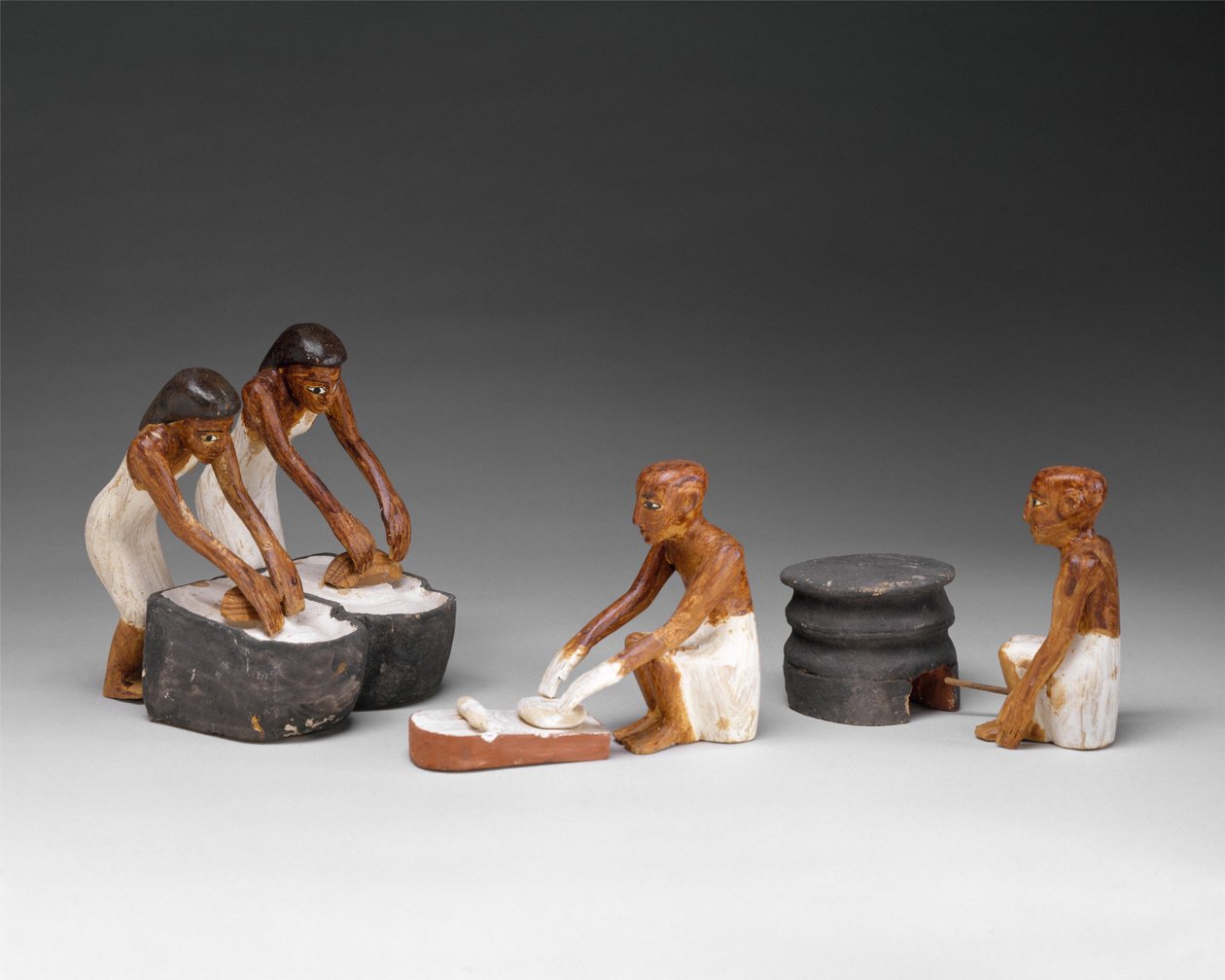 Pekaři a sládci z hrobky Meketre, cca 1981–1975 před naším letopočtem (dřevo, gesso, barva, len) od Egyptian 12th Dynasty