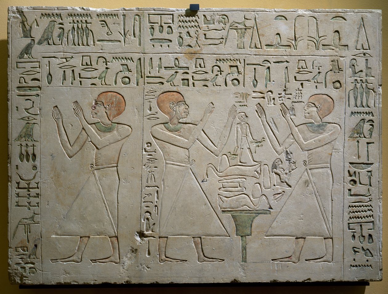 Mery, Hetepuy a Khety, společní kancléři za vlády Senwosreta (Sesostris) I, malovaná vápencová stéla, egyptská civilizace, Říše středu, dynastie XII. od Egyptian 12th Dynasty