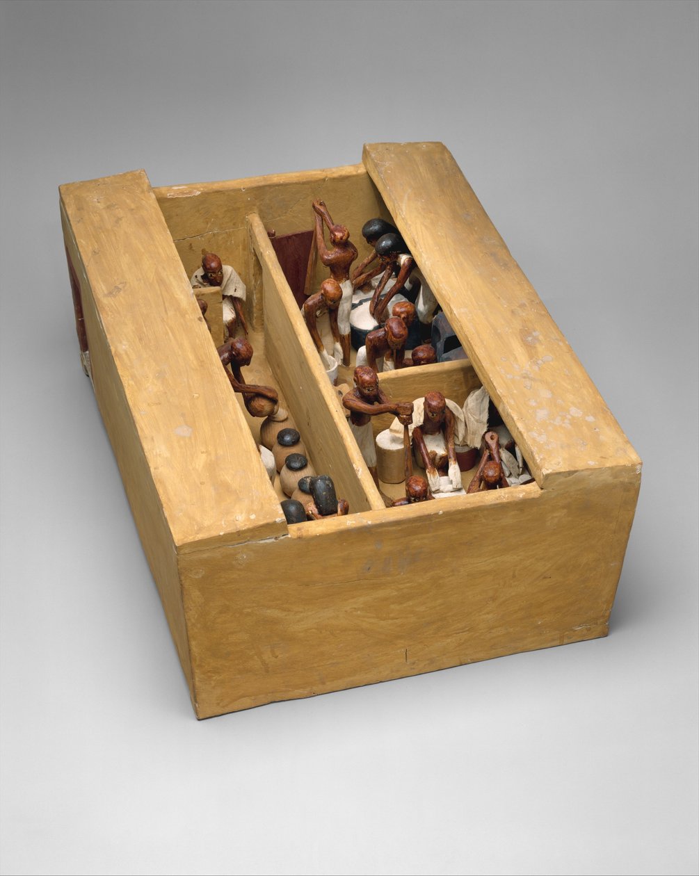 Modelová pekárna a pivovar z hrobky Meketre, cca 1981–1975 před naším letopočtem (dřevo, gesso, barva, len) od Egyptian 12th Dynasty