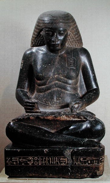 Amenhotep, syn Hapu, sedící se zkříženýma nohama, z Amonova chrámu, Karnak, kolem 1391-53 př.nl (žula) od Egyptian 18th Dynasty