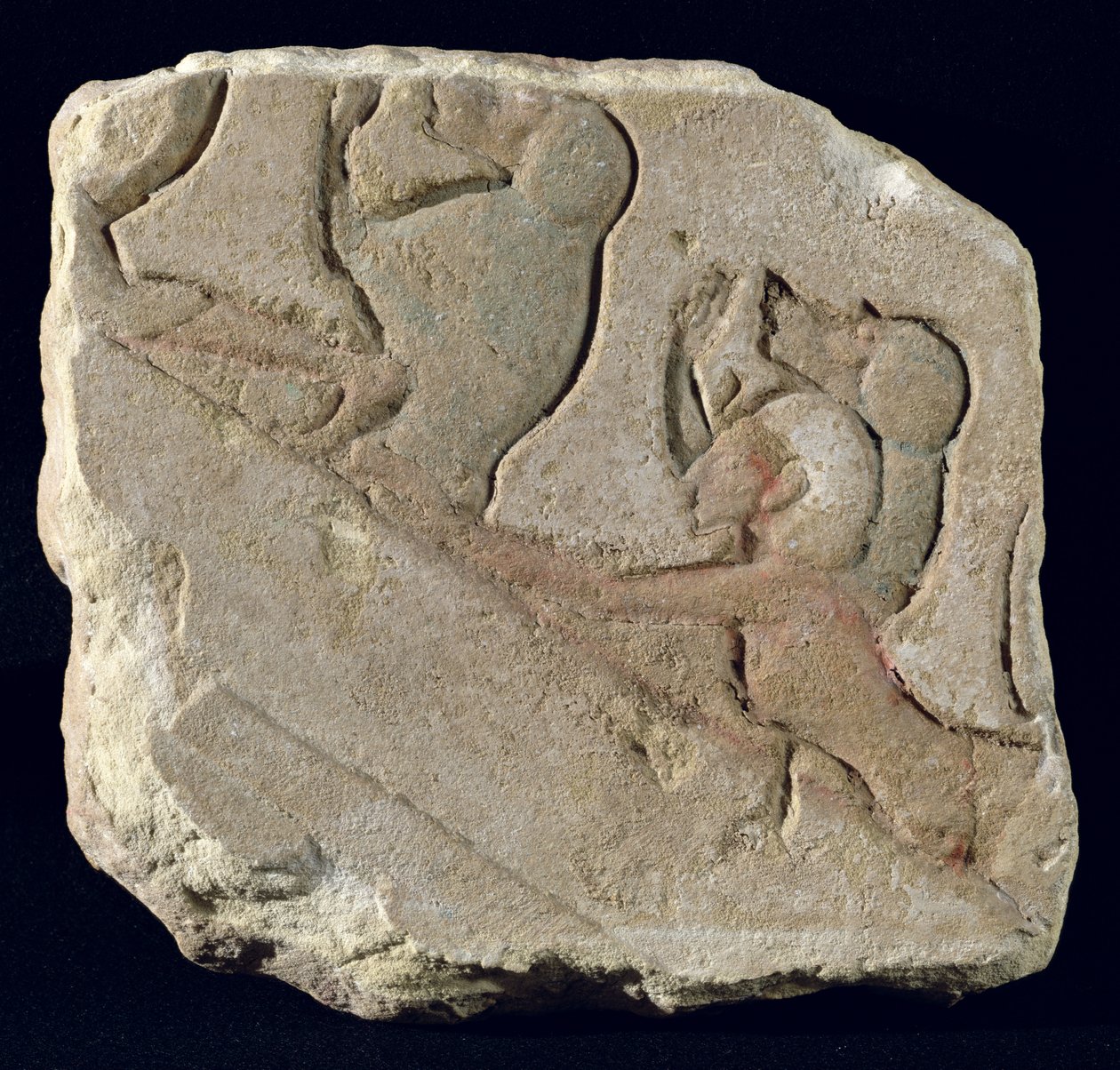 Amenophis IV (Achnaton) s paviány, Nová říše (malovaný kámen) od Egyptian 18th Dynasty