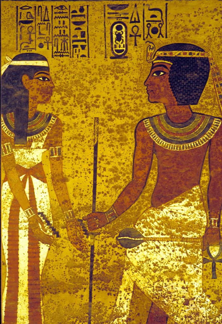 Starověký Egypt, Tutanchamon s manželkou, Tutanchamonova hrobka, Théby od Egyptian 18th Dynasty