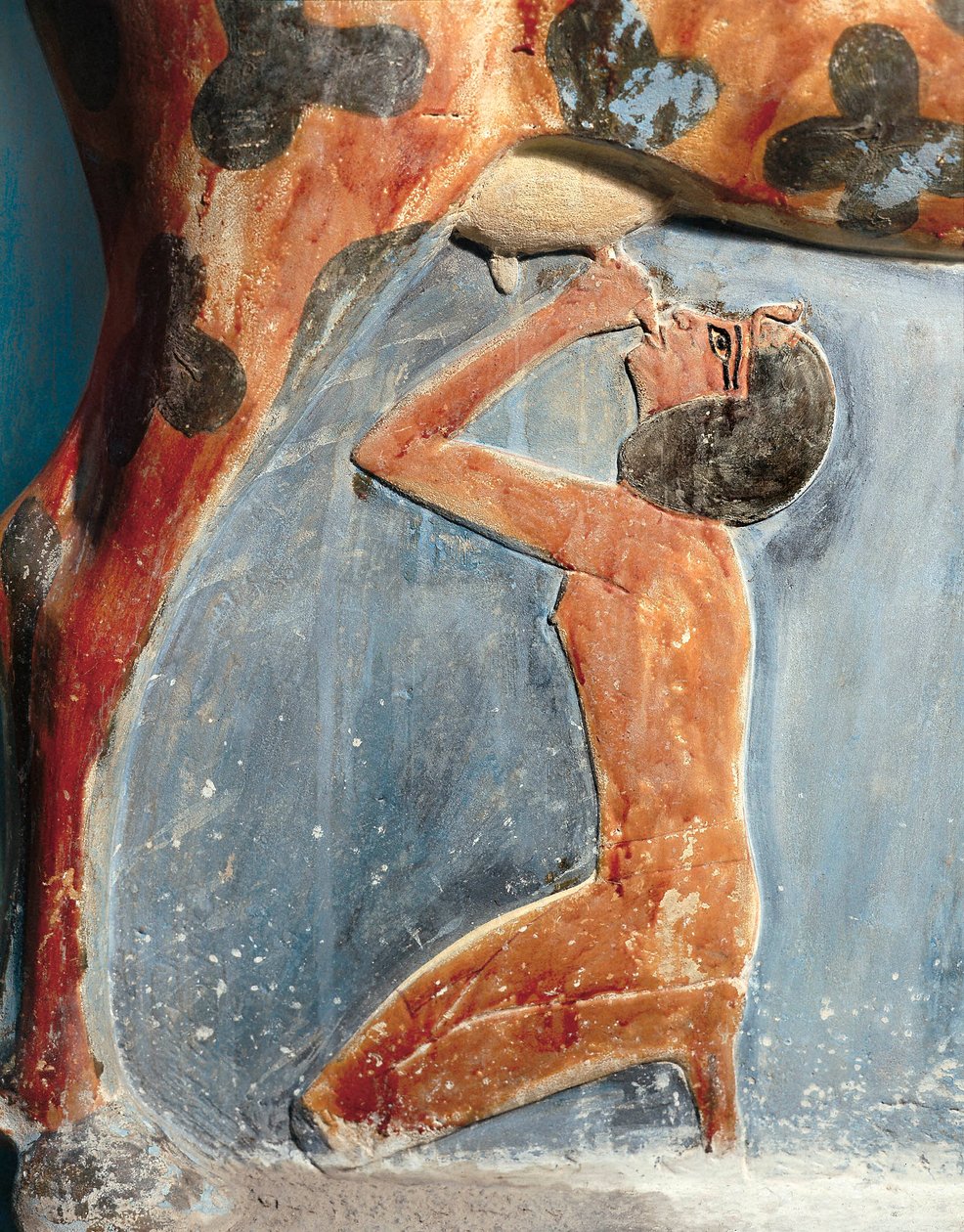 Egyptský starověk: bohyně krav Hathor krmí mladého Amenhotepa II (Amenophis II) od Egyptian 18th Dynasty