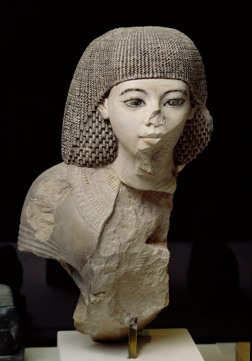 Busta královského písaře, Meniou, Nová říše, cca 1391-53 př.nl (vápenec) od Egyptian 18th Dynasty