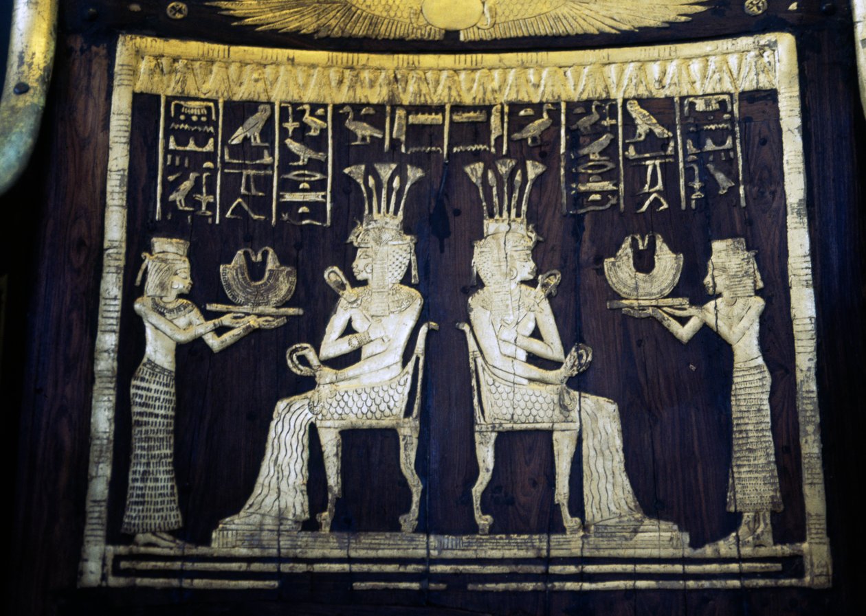 Opěradlo židle s vyobrazením princezny Sitamon, hrobka Yuya, Údolí králů, Egypt, egyptská civilizace, Nová říše, dynastie XVIII od Egyptian 18th Dynasty