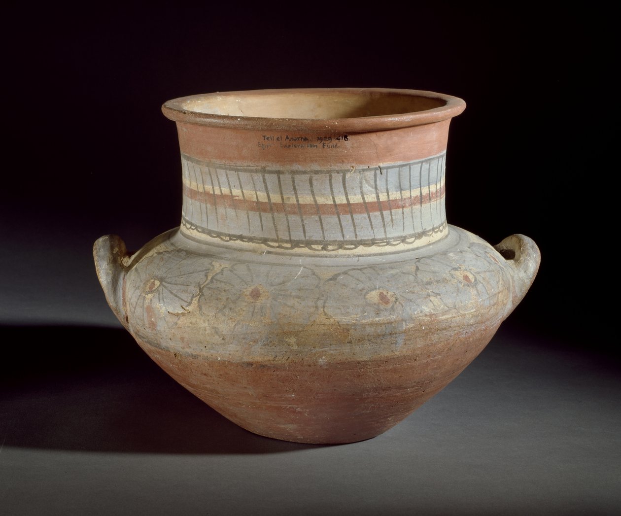 Zdobená nádoba s držadly, Amarna, 14. století před naším letopočtem (keramika) od Egyptian 18th Dynasty