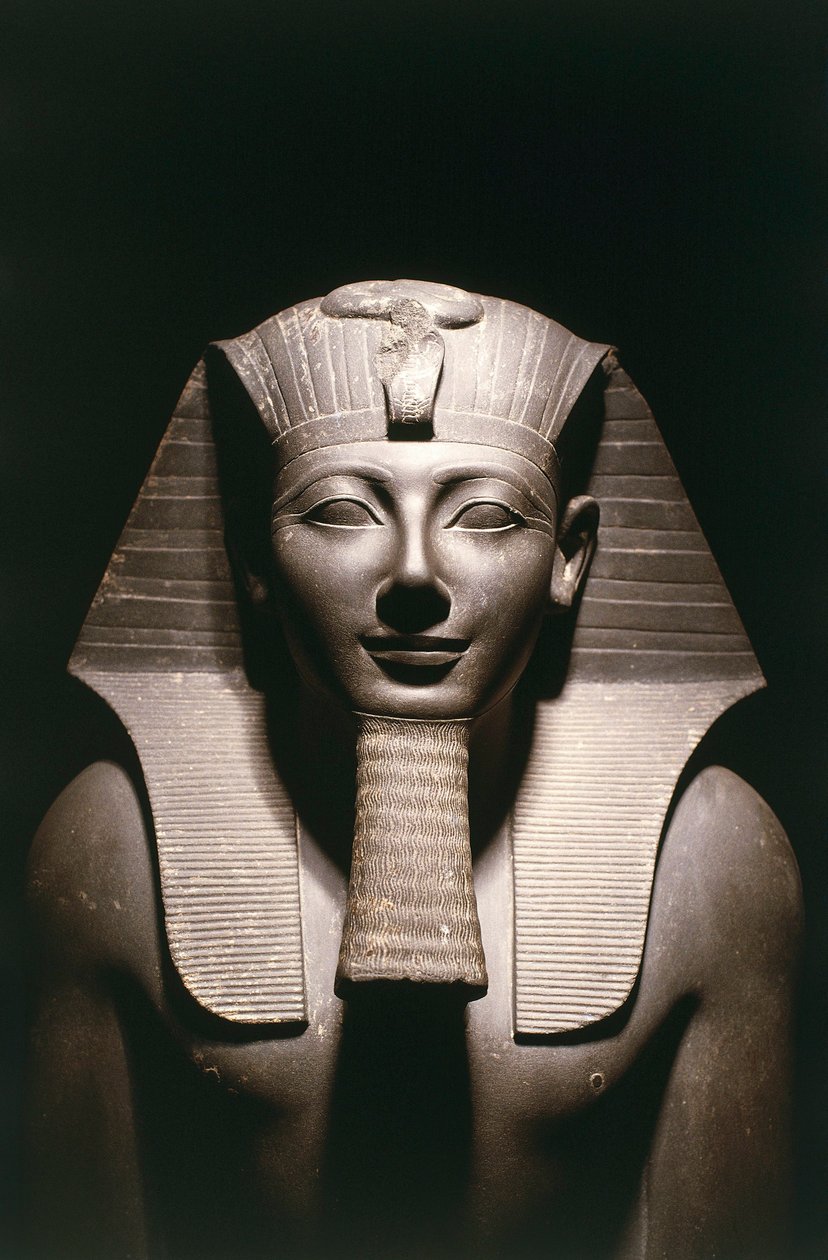 Egypt, Detail sochy Thutmose III. (před 1479-cca 1425 př.nl), osmnáctá dynastie, z Amunova chrámu v Karnaku v Luxoru, čedič od Egyptian 18th Dynasty
