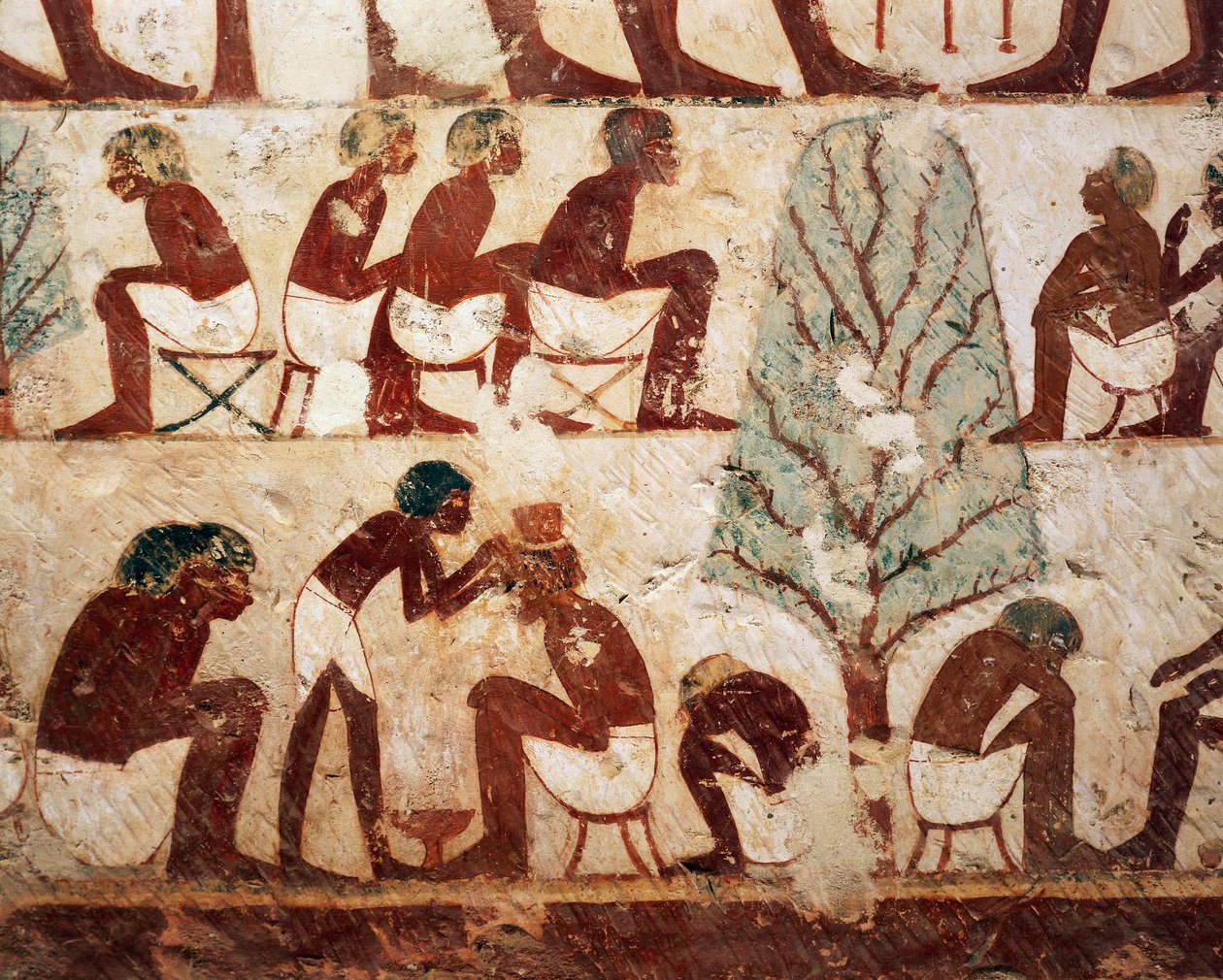 Egypt, Luxor, Západní Théby, Sheik el Gurnak. Hrob Usirhat, holič, detaily z fresky. (Nová říše, dynastie XVIII) od Egyptian 18th Dynasty