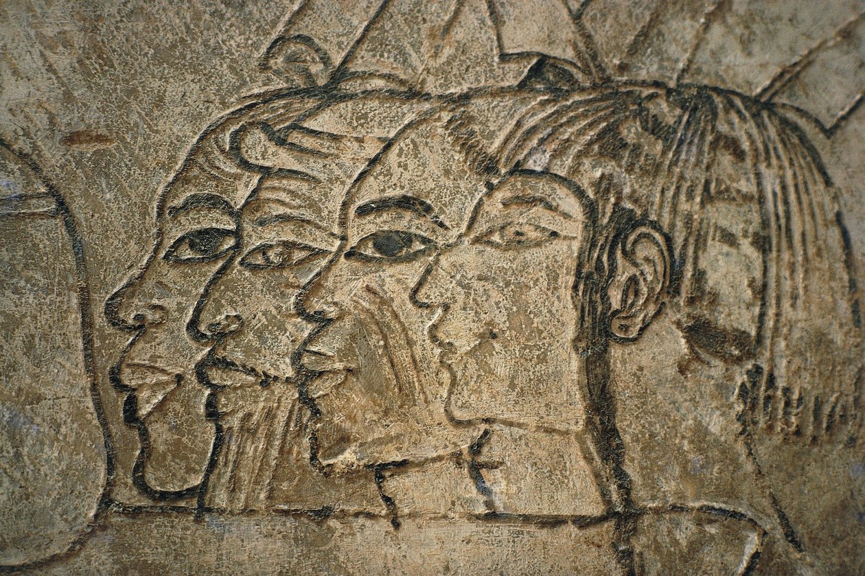 Egypt, Západní Théby, Sheikh Adn el-Qurna. Ramosova hrobka. Nástěnné kresby od Egyptian 18th Dynasty