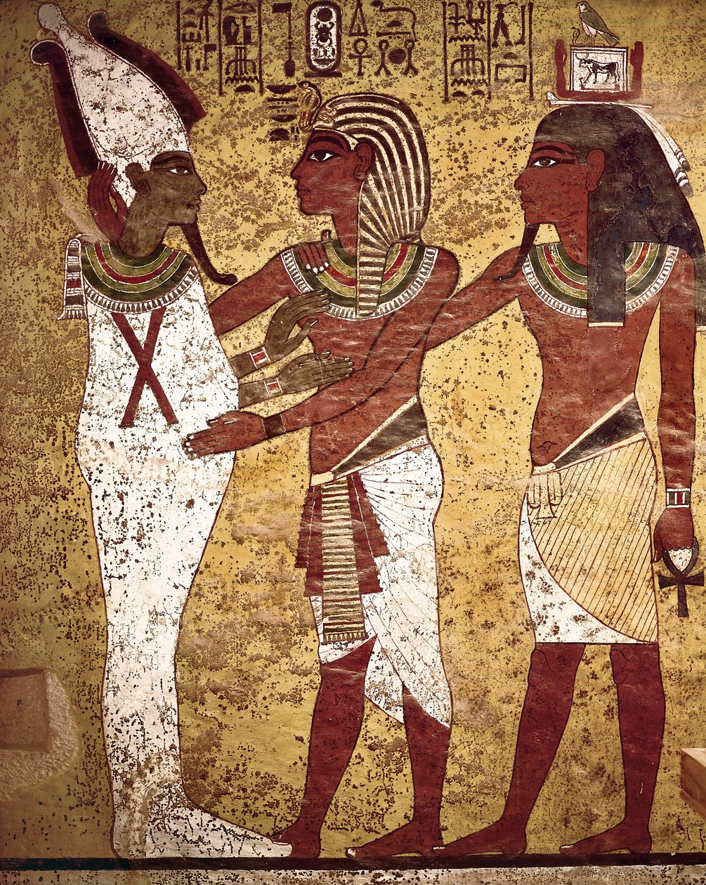 Egyptský starověk: faraon Tutanchamon čelí bohu Osirisovi od Egyptian 18th Dynasty
