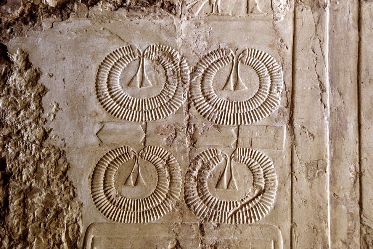 Egyptský starověk: obětiny náhrdelníků „shebi you“, čestná vyznamenání. Kheruefova hrobka od Egyptian 18th Dynasty