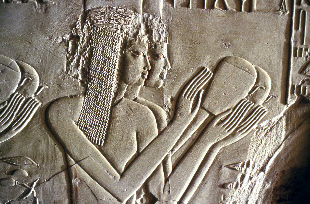 Egyptský starověk: mladé dívky přinášející obětiny. Hrob Kheruef (TT192) (18. dynastie od Egyptian 18th Dynasty