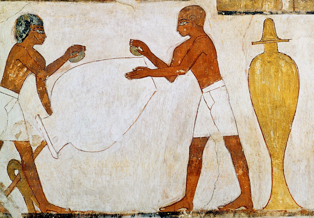 Rytí a leštění váz do zlata a stříbra z hrobky Rekhmire od Egyptian 18th Dynasty