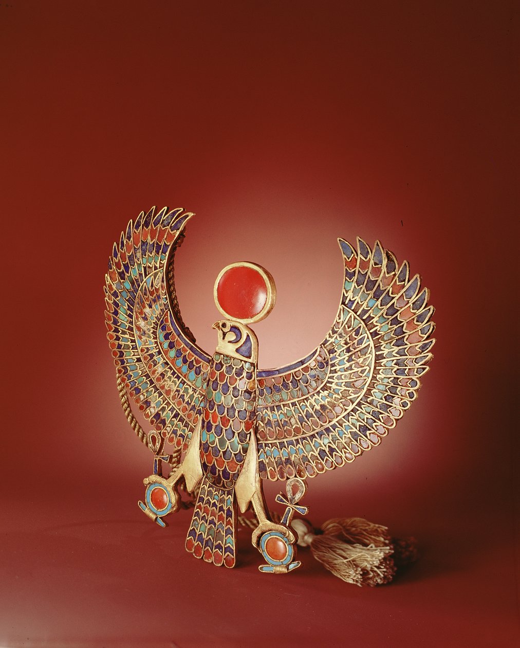 Falcon pectoral, z hrobky Tutanchamona, Nová říše (zlato vykládané lapis lazuli, tyrkysem, karneolem a sklem) od Egyptian 18th Dynasty